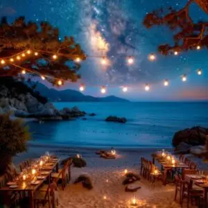 Jantar romântico sob as estrelas